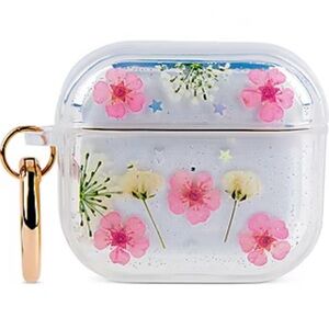 Floral Clear AirPods Case with Gold Ring 3rd generation